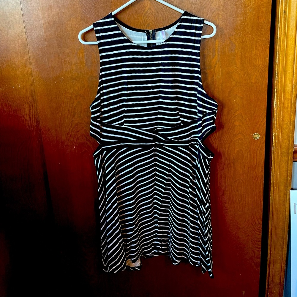 Black White Striped Cut Out Dress